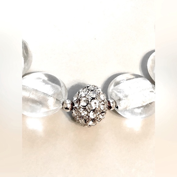 Glass Bead Necklace w/Rhinestone Roller Charm - Picture 3 of 12